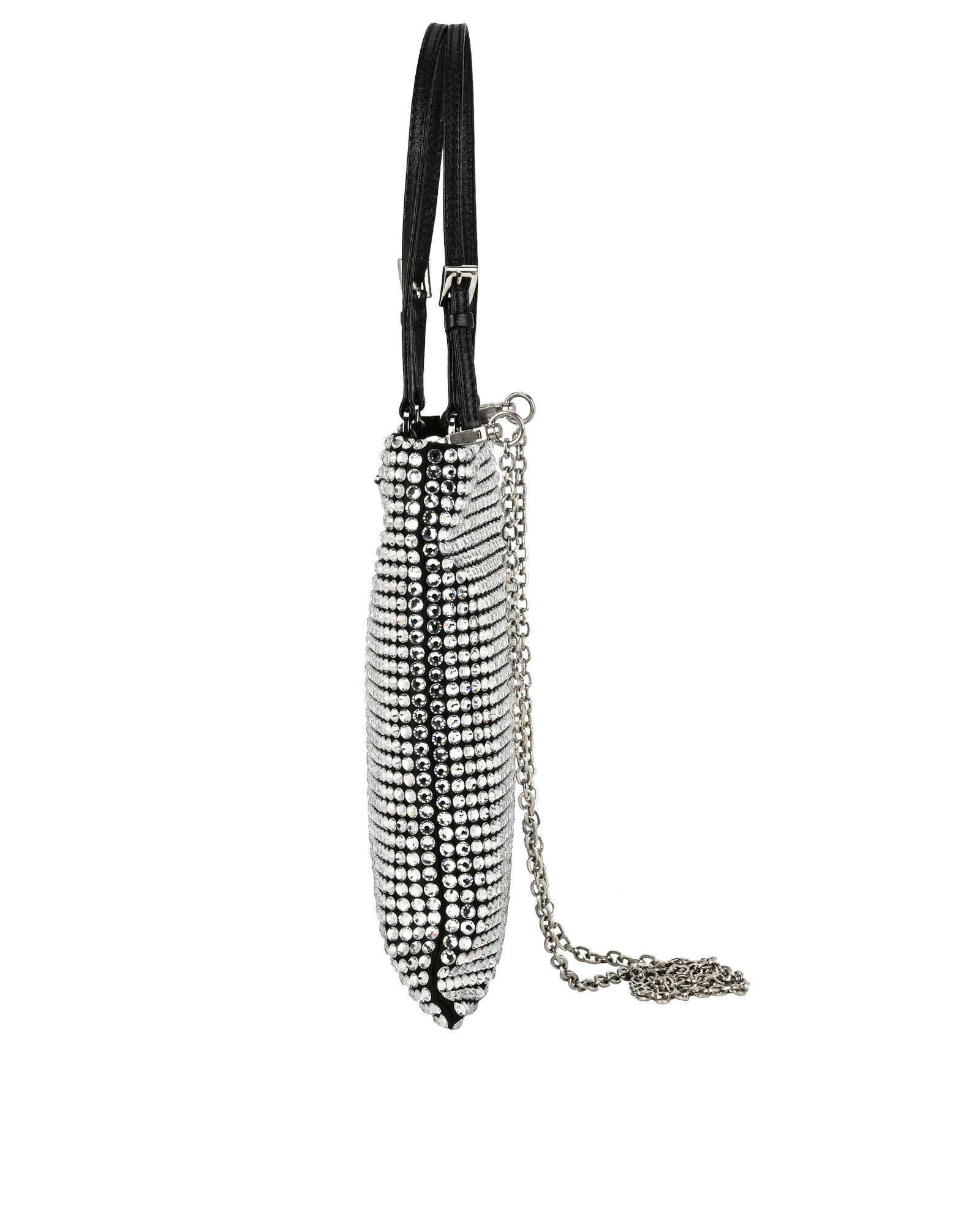 Crystal Top Handle, &pound;1,200, Handbags, Black/Silver, Crystal/Satin, Bottom view